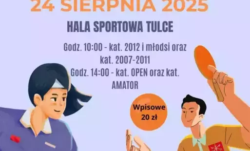 Plakat informujący o turnieju tenisa stołowego
