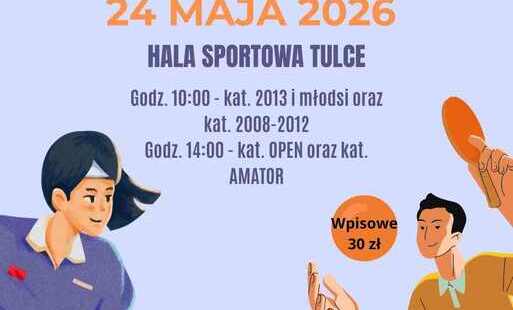 Plakat informujący o turnieju tenisa stołowego