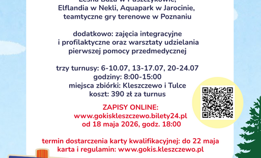 plakat informujący o półkoloniach Akcja Lato